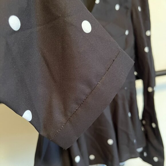 Fame & Partners Black & White Polka Dot The Chen Peplum Top 4 - Picture 8 of 12